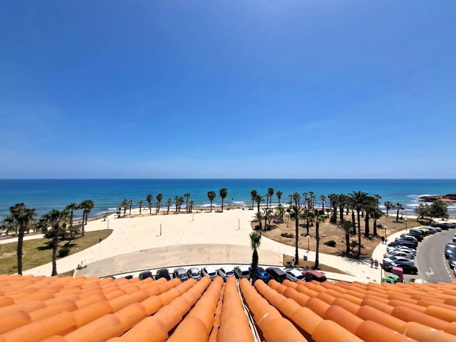 En primera línea de mar, amplio apartamento, 3 dormitorios, 2 baños, garaje y piscina Orihuela Costa (Playa Flamenca)
