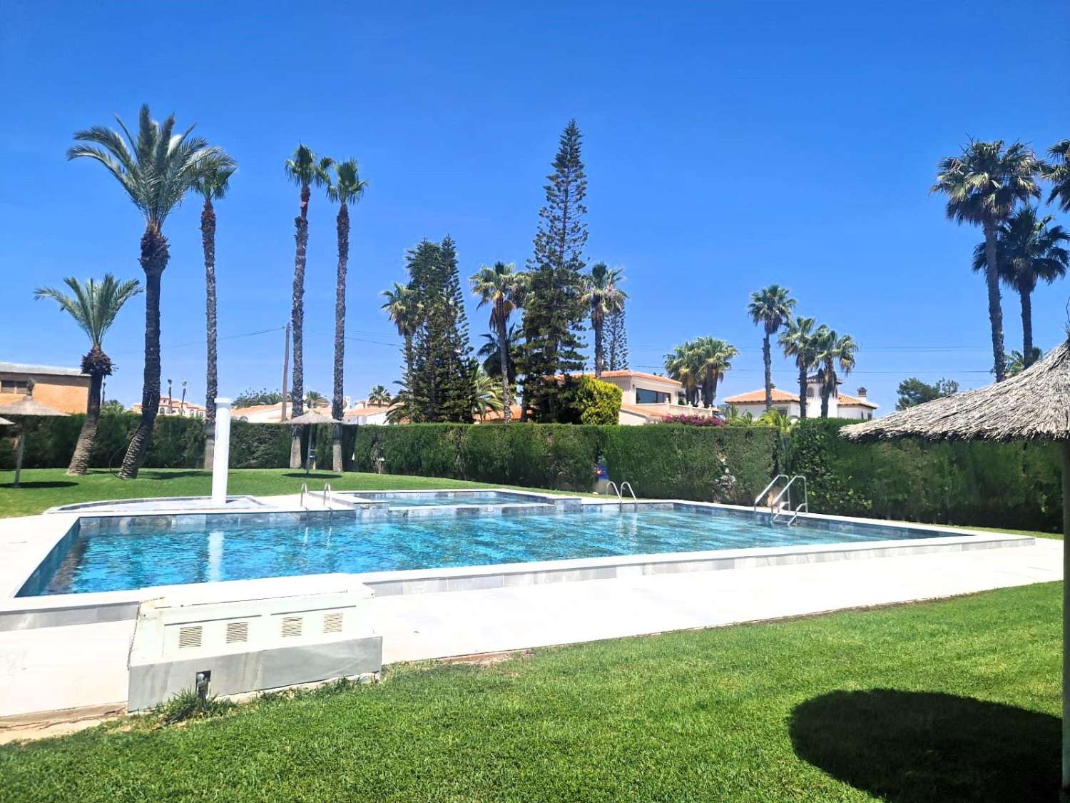 En primera línea de mar, amplio apartamento, 3 dormitorios, 2 baños, garaje y piscina Orihuela Costa (Playa Flamenca)